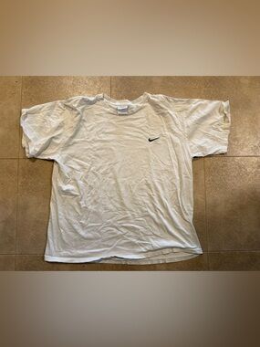 Vintage Nike White Short Sleeve Crew T-Shirt with Black Swoosh